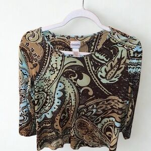 Chico's Multicolor Paisley Long Sleeve Top